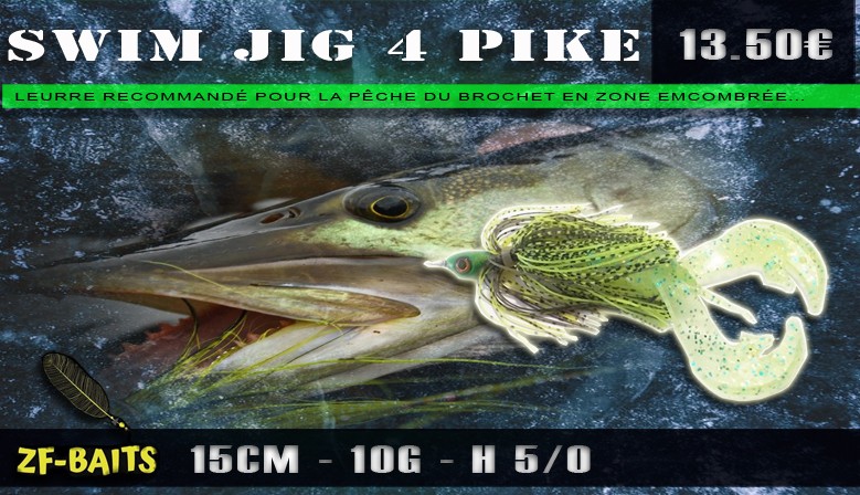 Leurre hybride armé "Swim Jig Pike 4" 15cm 10 g - ZF Baits